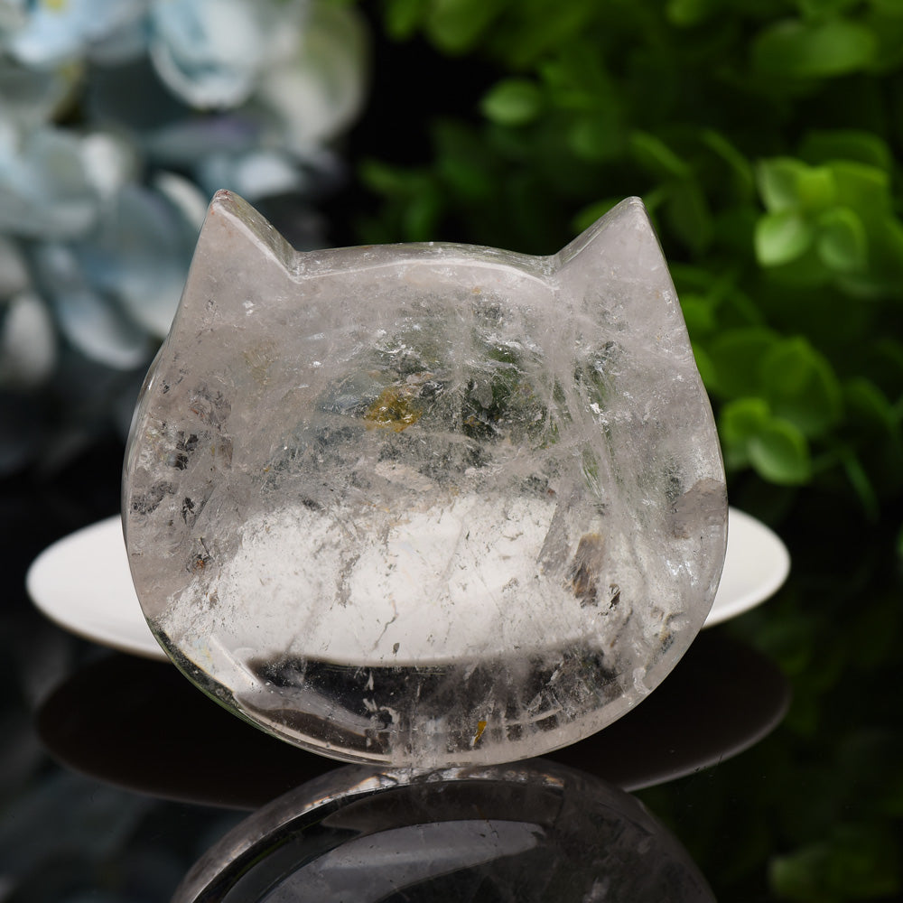 2.0"-3.5" Clear Quartz Cat Head Bowl Crystal Carving Bulk Wholesale Wholesale Crystals USA