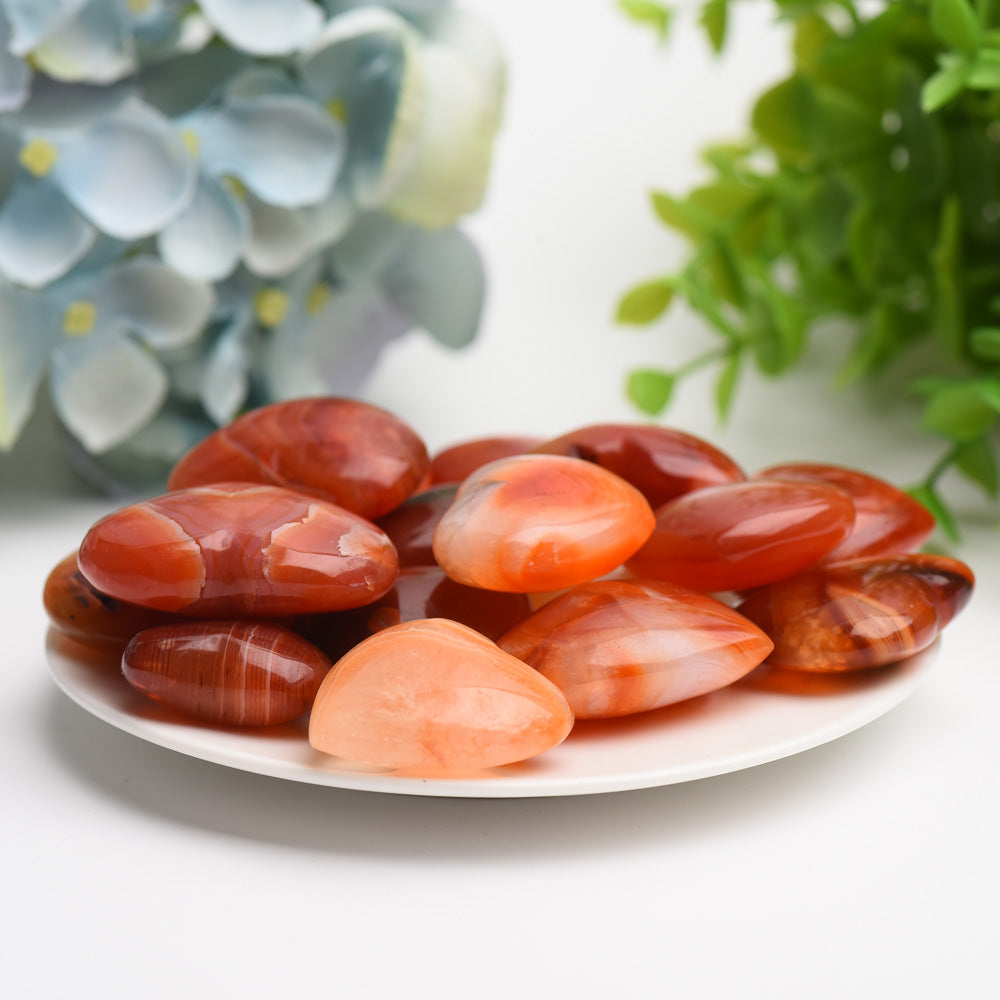 1.2"-1.5" Carnelian Heart Crytsal Carving Palm Stone Bag Bulk Wholesale Wholesale Crystals USA