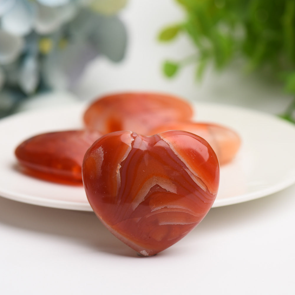 1.2"-1.5" Carnelian Heart Crytsal Carving Palm Stone Bag Bulk Wholesale Wholesale Crystals USA