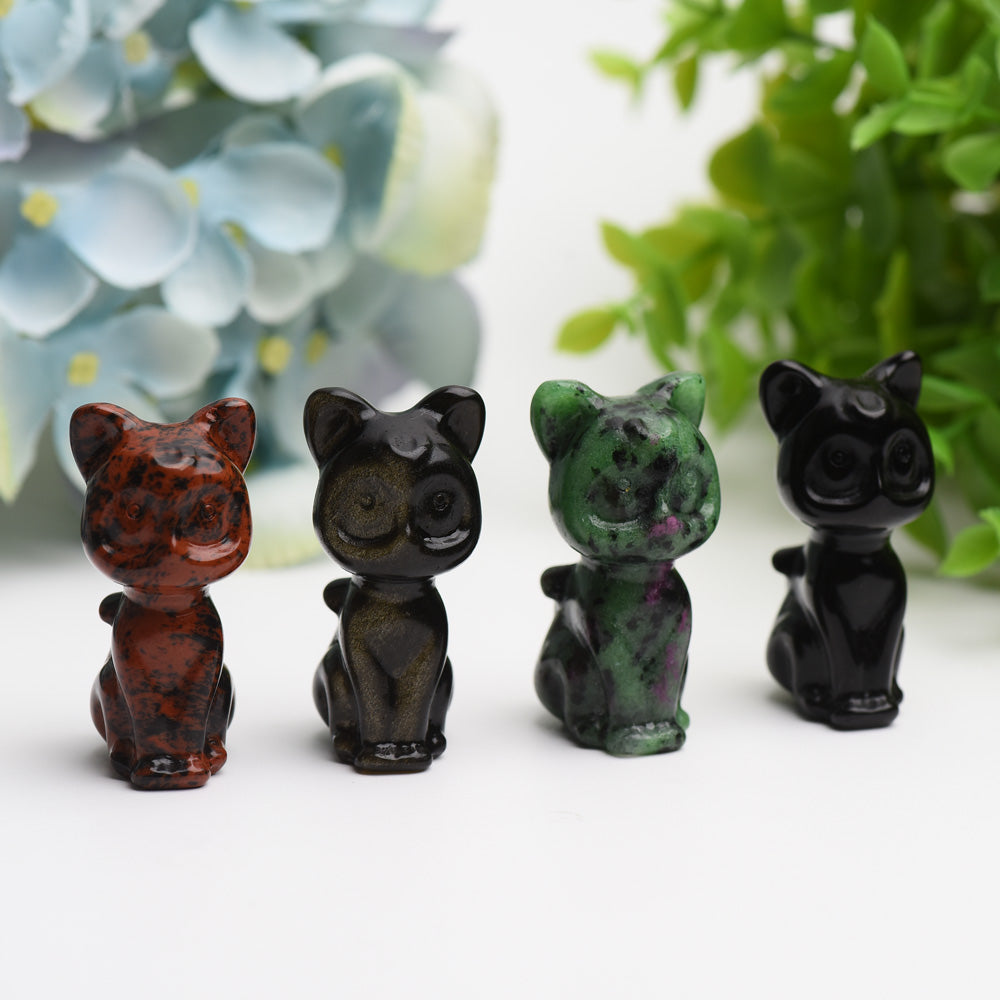 2.0" Mixed Crystal Cat Carving Bulk Wholesale Wholesale Crystals USA