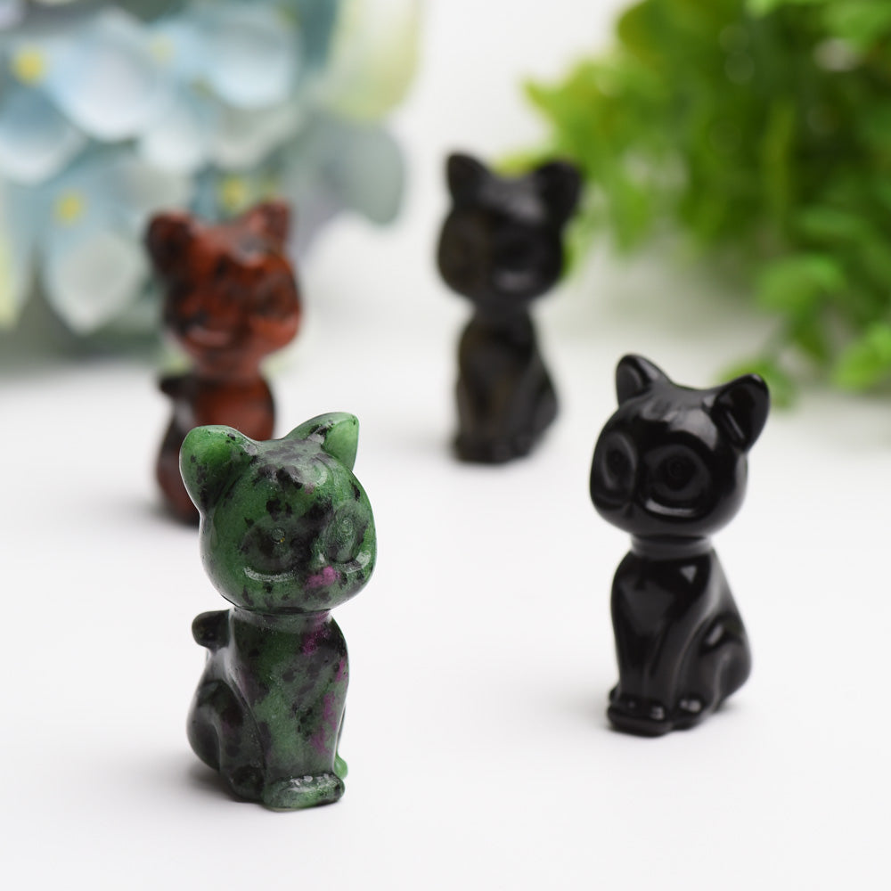 2.0" Mixed Crystal Cat Carving Bulk Wholesale Wholesale Crystals USA