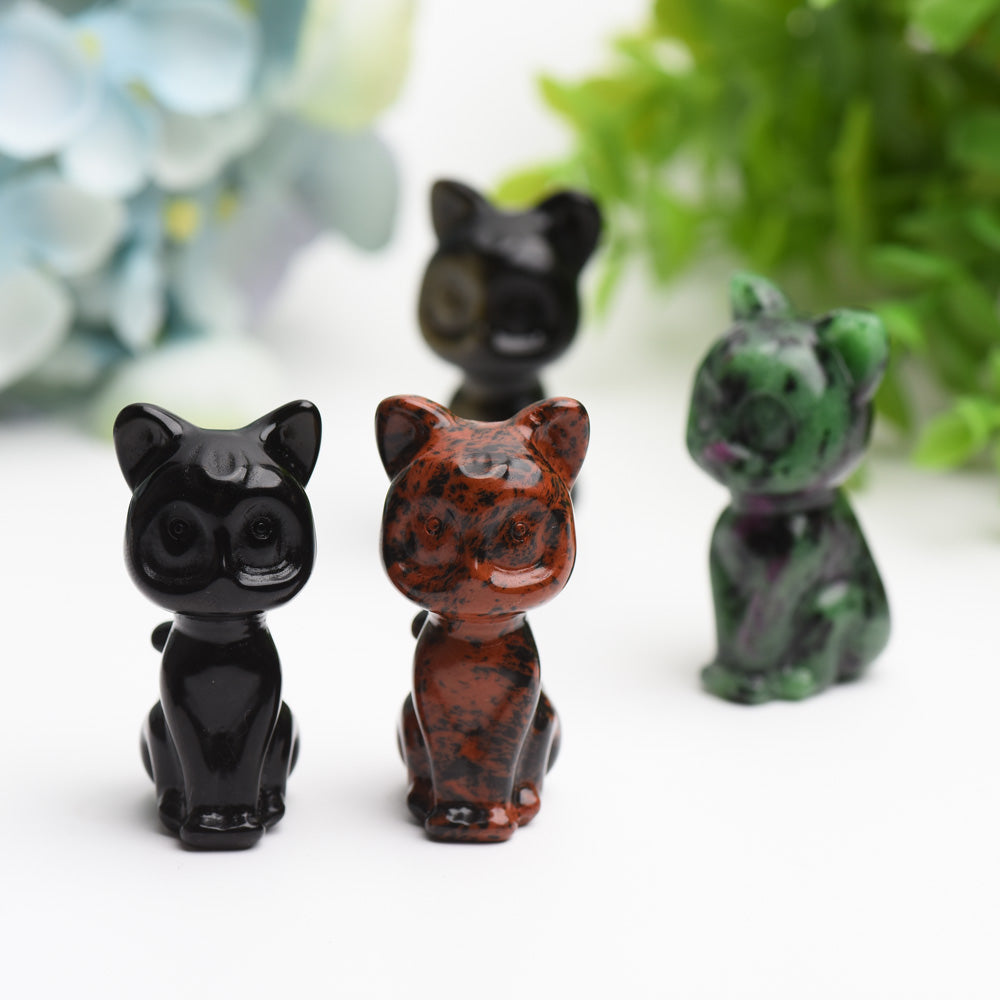 2.0" Mixed Crystal Cat Carving Bulk Wholesale Wholesale Crystals USA