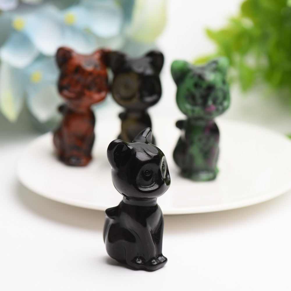 2.0" Mixed Crystal Cat Carving Bulk Wholesale Wholesale Crystals USA