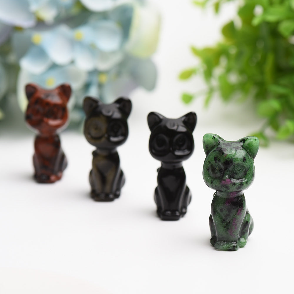 2.0" Mixed Crystal Cat Carving Bulk Wholesale Wholesale Crystals USA