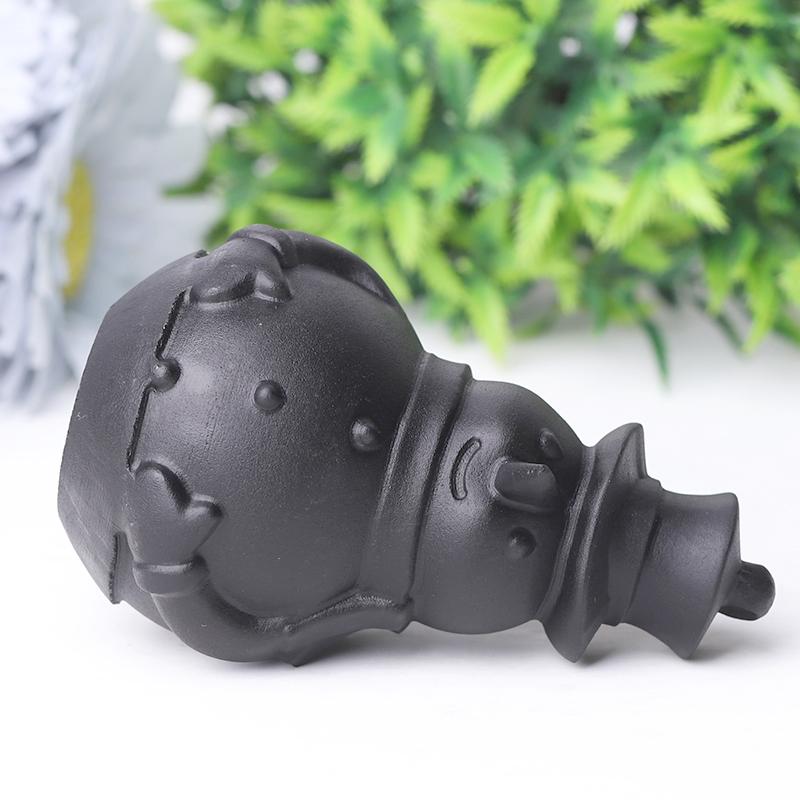 3.7" Black Obsidian Snowman Crystal Carvings Wholesale Crystals USA