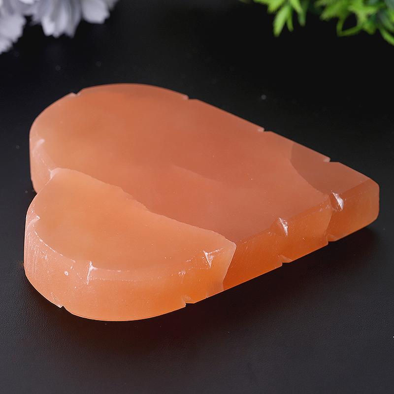 5" Peach Selenite Heart Shape Carving