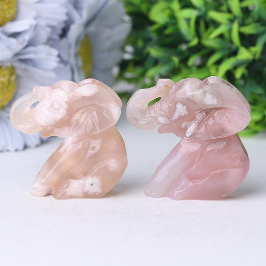 2" Flower Agate Elephant Crystal Carvings Wholesale Crystals USA