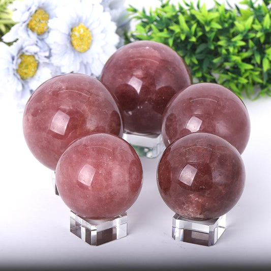 2.0"-4.5" Strawberry Quartz Sphere Wholesale Crystals USA