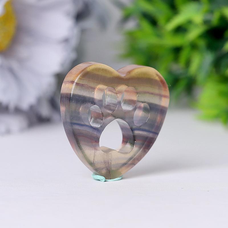 1.5" Heart with Cat Paw Shape Crystal Carvings Wholesale Crystals USA