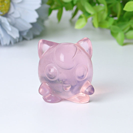 1.6" Pink Opalite Jiggly Puff Crystal Carvings Wholesale Crystals USA