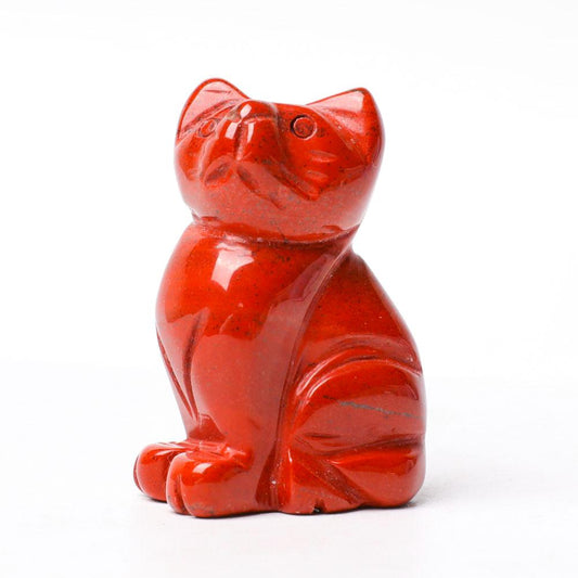 1.5" Red Jasper Cat Figurine Crystal Carvings Wholesale Crystals USA