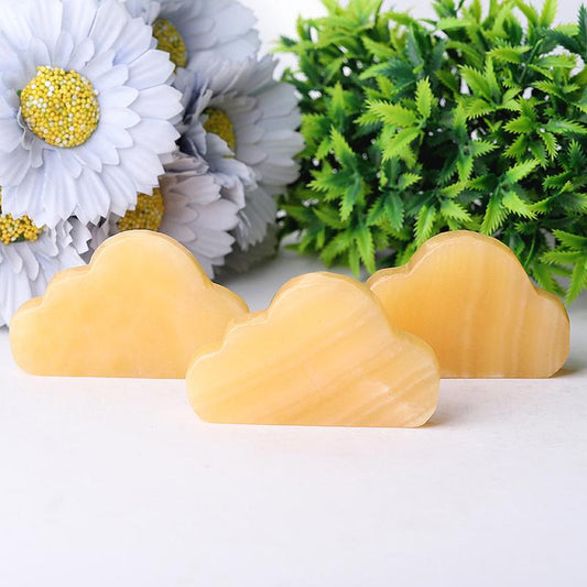 2.8" Yellow Jade  Cloud Crystal Carvings Wholesale Crystals USA