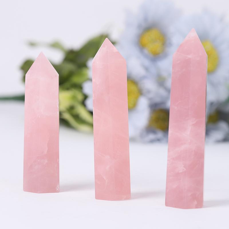 Natural Rose Quartz Point Healing Crystal Tower Wholesale Crystals USA