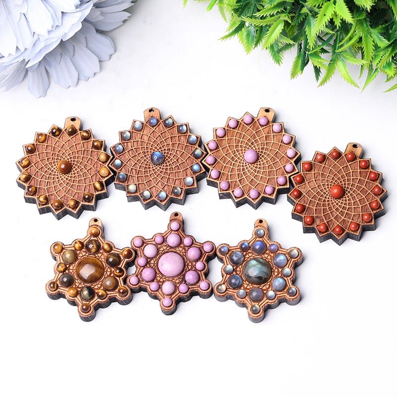 Wooden Chakra Crystal Pendant Wholesale Crystals USA