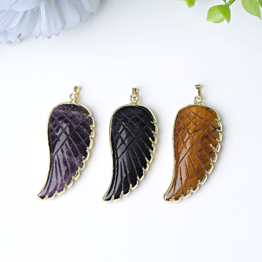 1.9" Wings Design Pendant with Golden Rim Wholesale Crystals USA