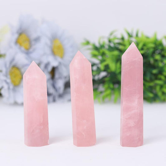 Natural Rose Quartz Point Healing Crystal Tower Wholesale Crystals USA