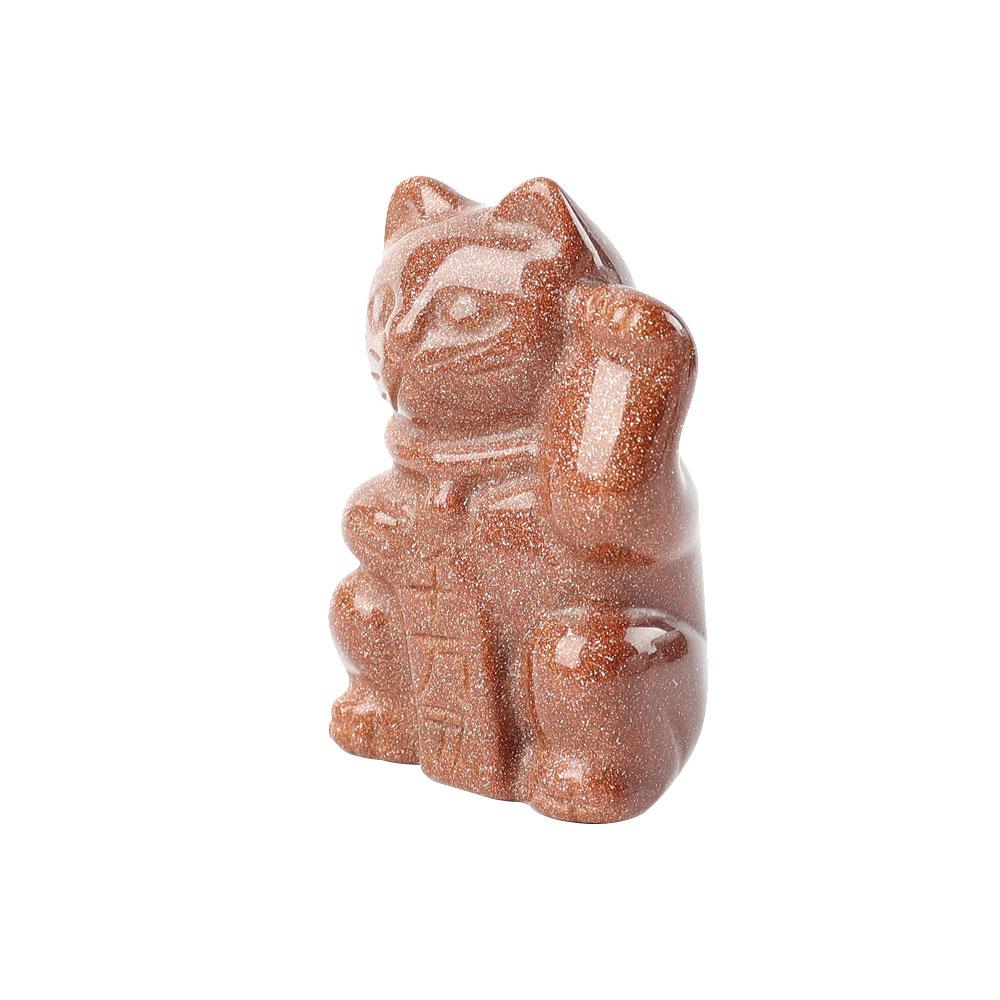 2" Gold Sandstone Crystal Carving Lucky Cat Wholesale Crystals USA