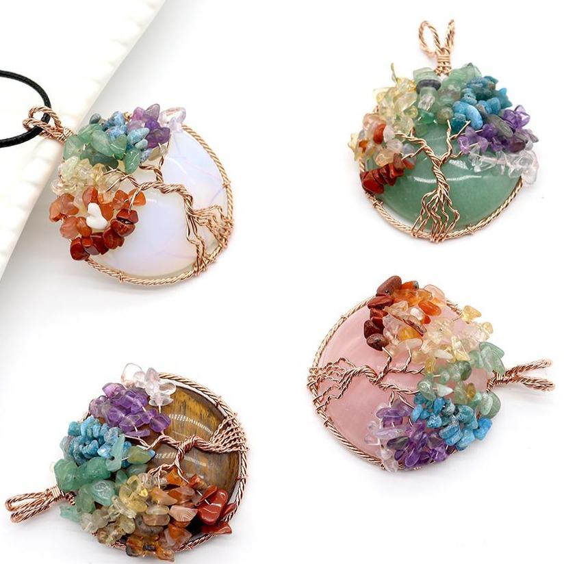 Tree of Life Pendant, Chakra Charm, Quartz Chips, Chakra Pendant Wholesale Crystals USA