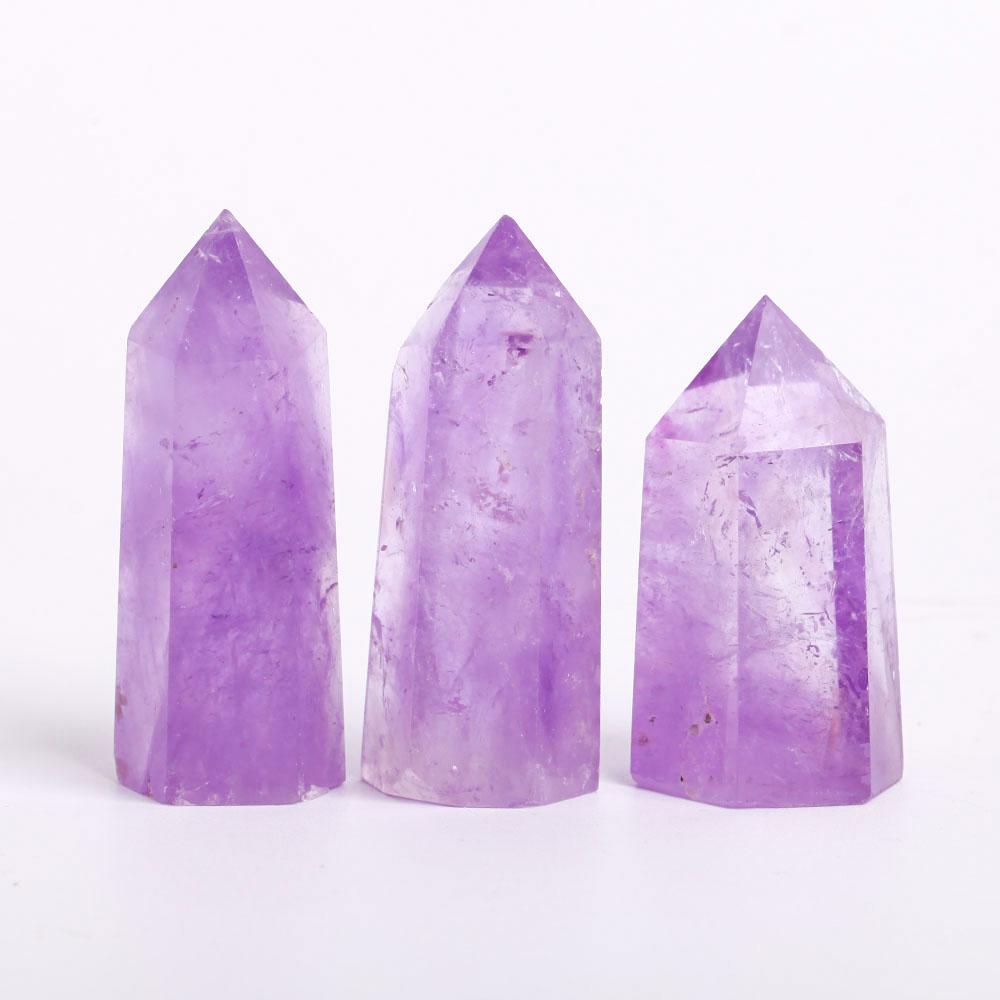 Set of 3 Amethyst Crystal Points Wholesale Crystals USA