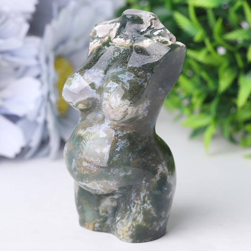 3" Moss Agate Pregnent Woman Body Crystal Carvings Wholesale Crystals USA