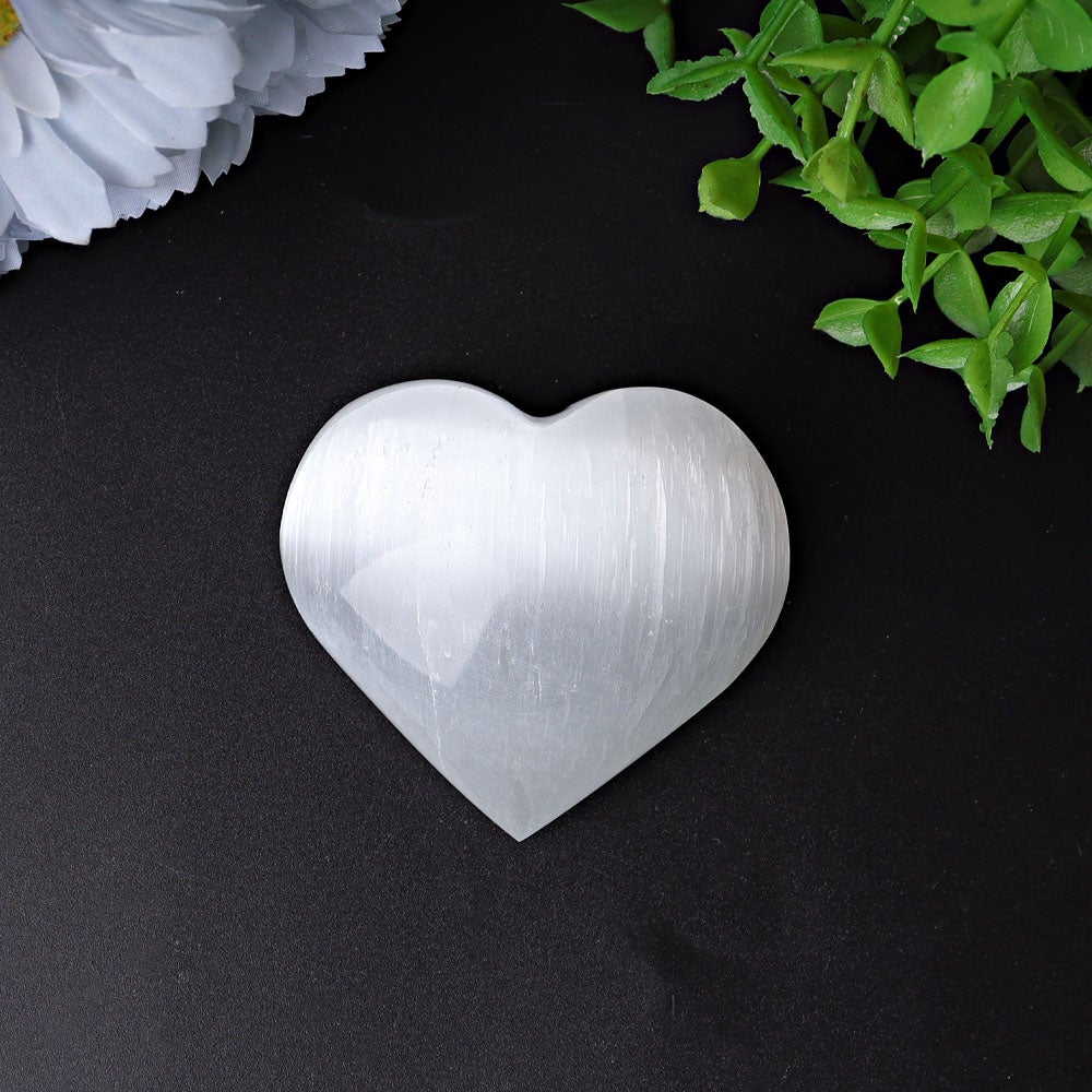 1.7"-2.8" Selenite Heart Crystal Carvings Wholesale Crystals USA