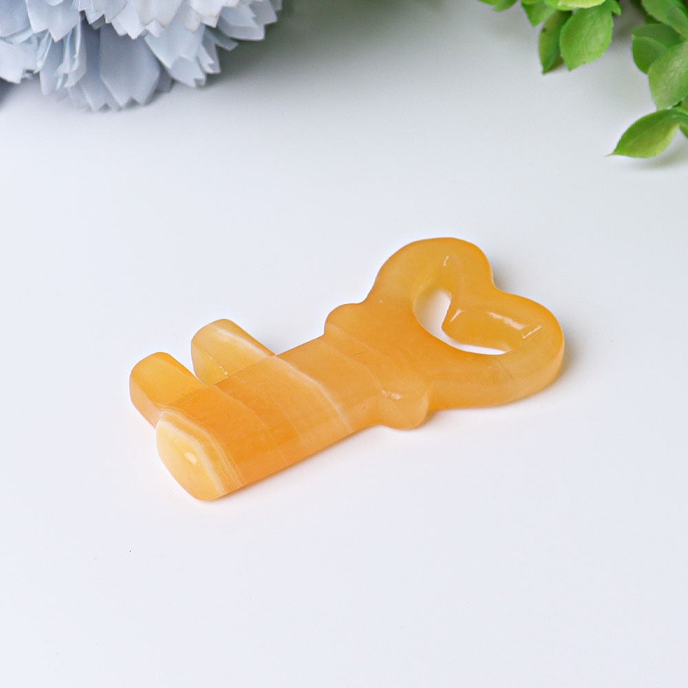 2.3" Orange Calcite Heart Key Crystal Carvings Wholesale Crystals USA