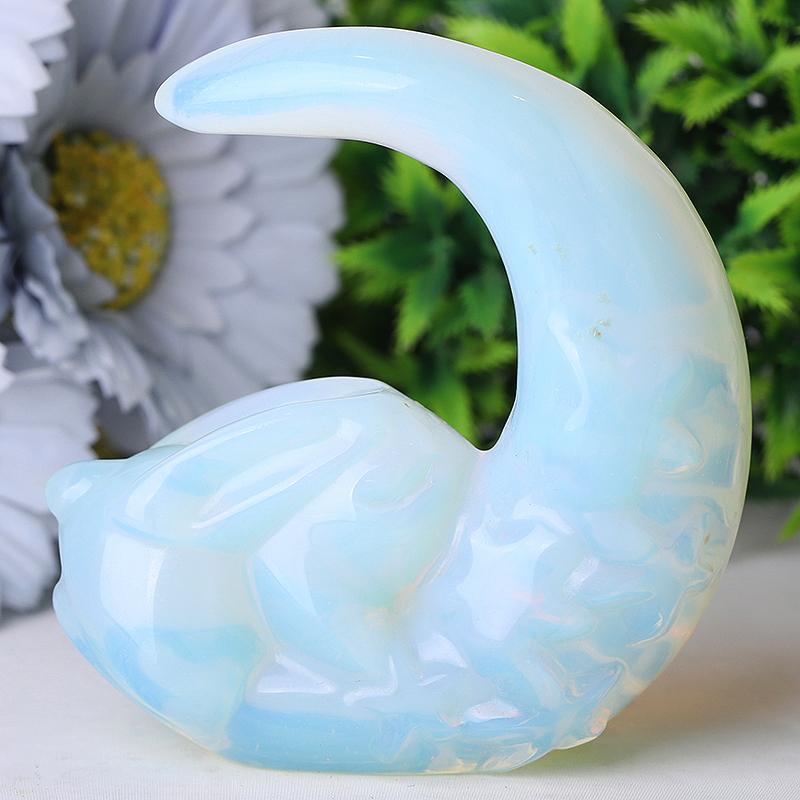 3" Opalite Moon with Rabbit Crystal Carvings Wholesale Crystals USA