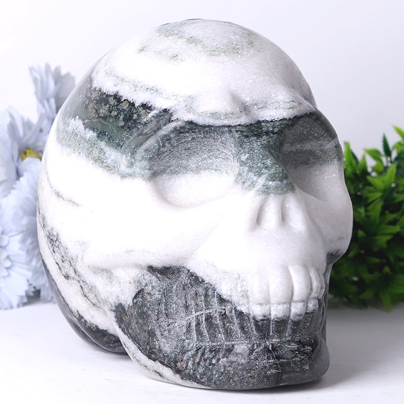 7" Unique Marble Skull Crystal Carvings