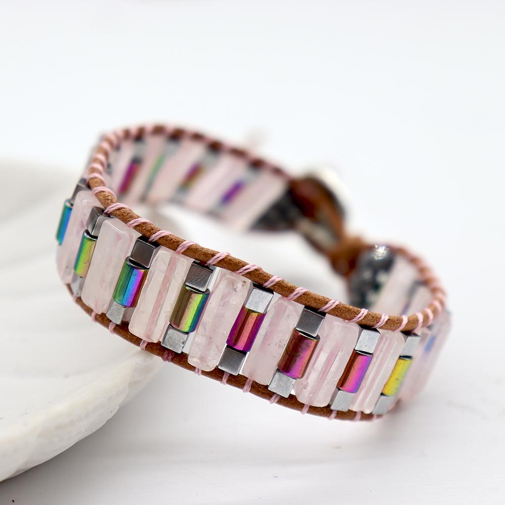 Natural Crystal Healing Bracelets Leather Wrap adjustable Bracelet Jewelry Wholesale Crystals USA