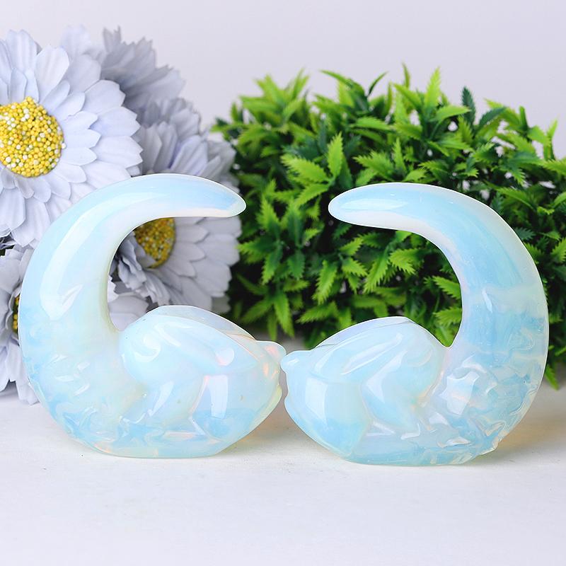 3" Opalite Moon with Rabbit Crystal Carvings Wholesale Crystals USA