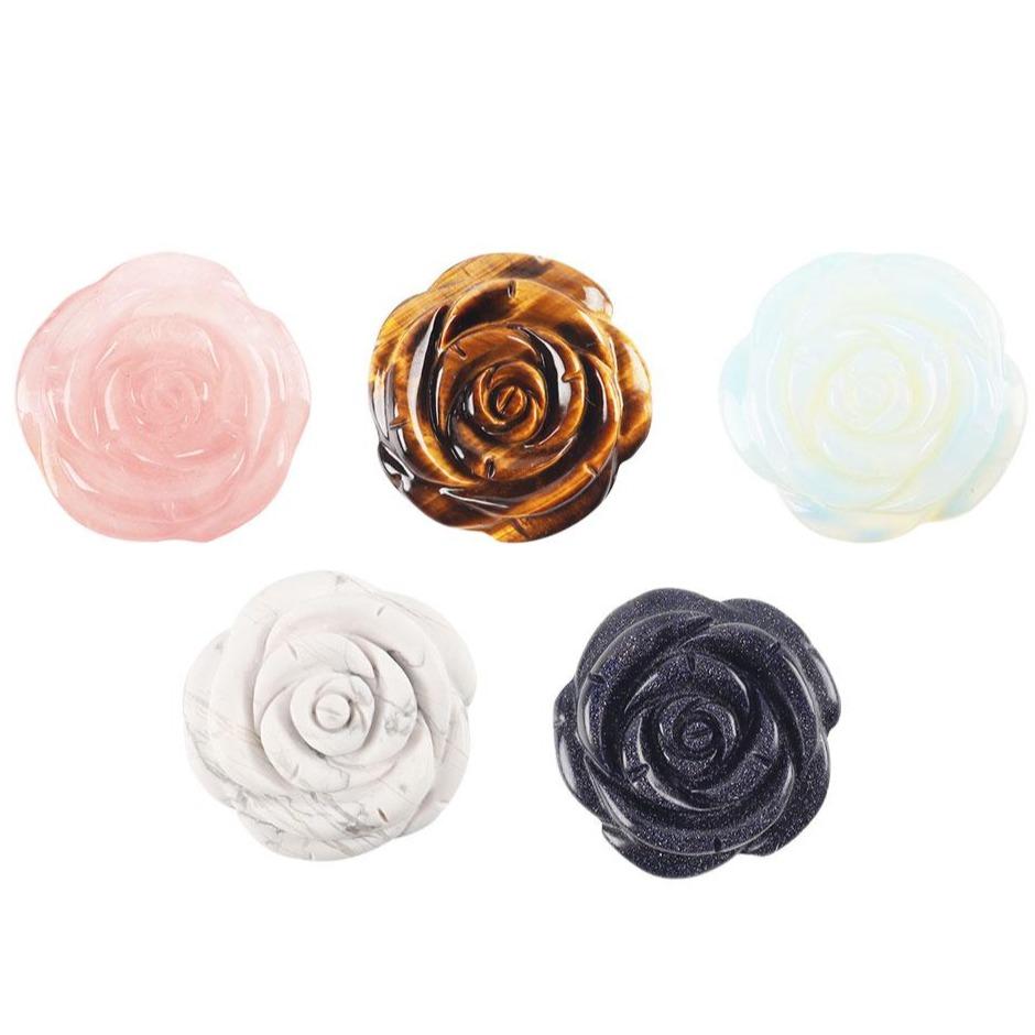 Crystal Flower Pocket Stone Hand Carved Gemstone Flower Healing Crystal Rose Flower For Sale Wholesale Crystals USA