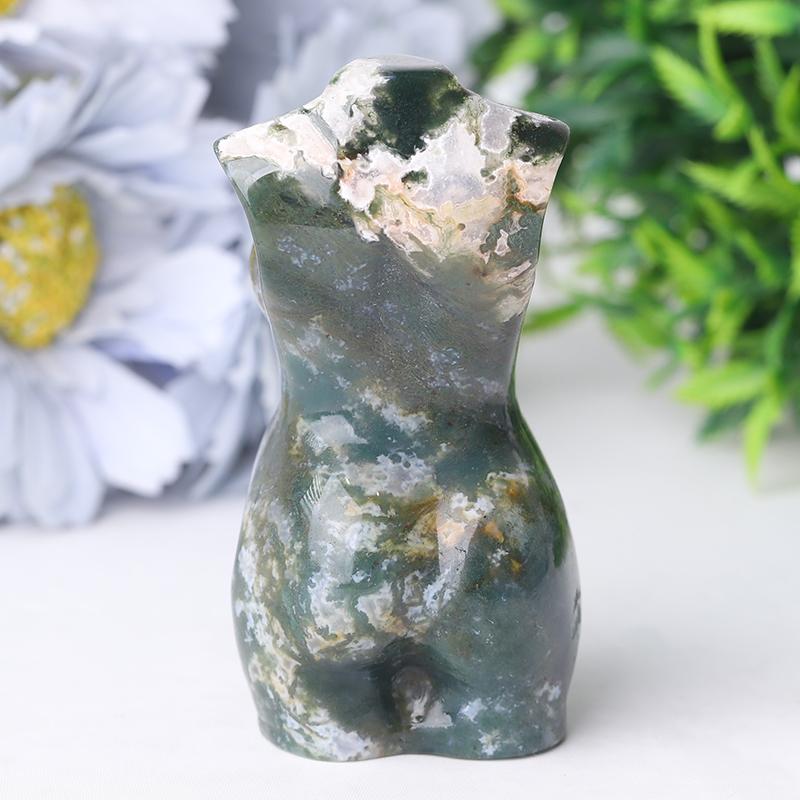 3" Moss Agate Pregnent Woman Body Crystal Carvings Wholesale Crystals USA