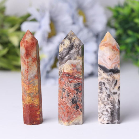 Natural Crystal Healing Wand Gemstone Point Crazy Agate Point Wholesale Crystals USA