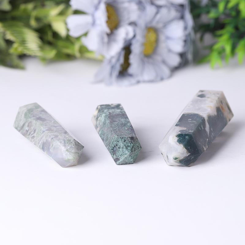 Wholesale Natural Moss Agate Point Healing Stone  Wholesale Crystals USA