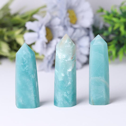 Natural High Quality Sky Blue Point Caribbean Calcite Tower for Healing Wholesale Crystals USA