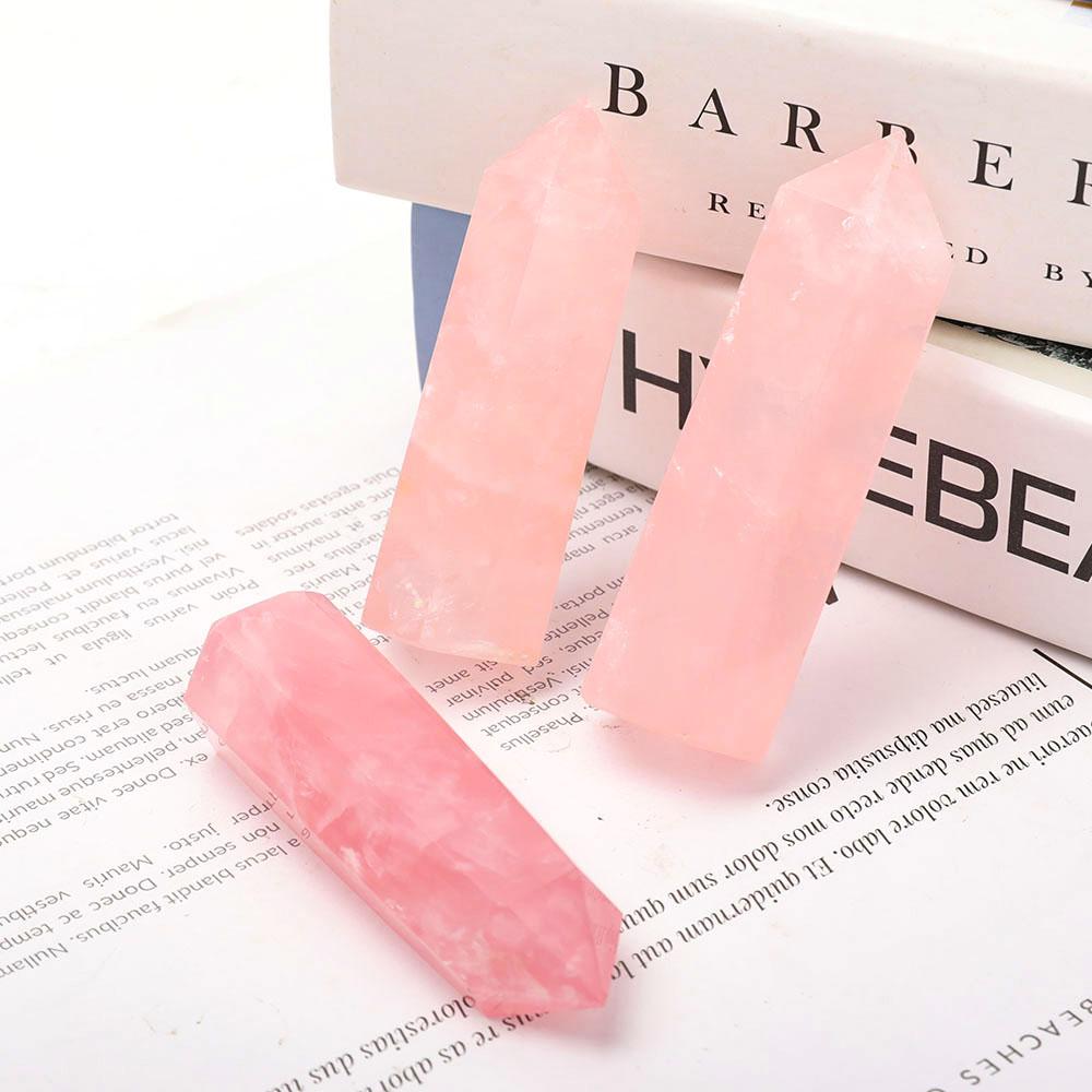 Set of 3 Rose Quartz Points Wholesale Crystals USA