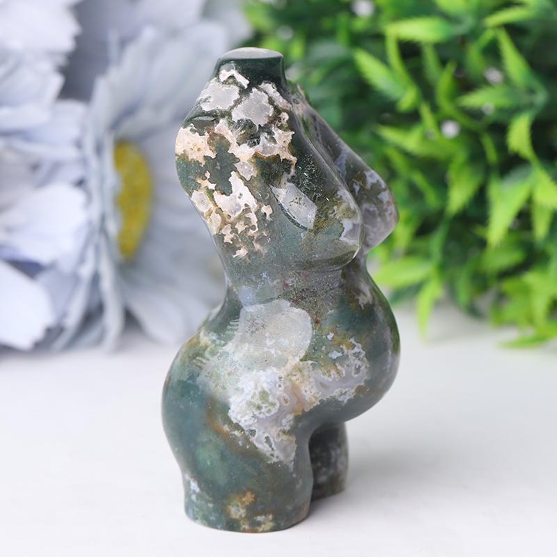 3" Moss Agate Pregnent Woman Body Crystal Carvings Wholesale Crystals USA