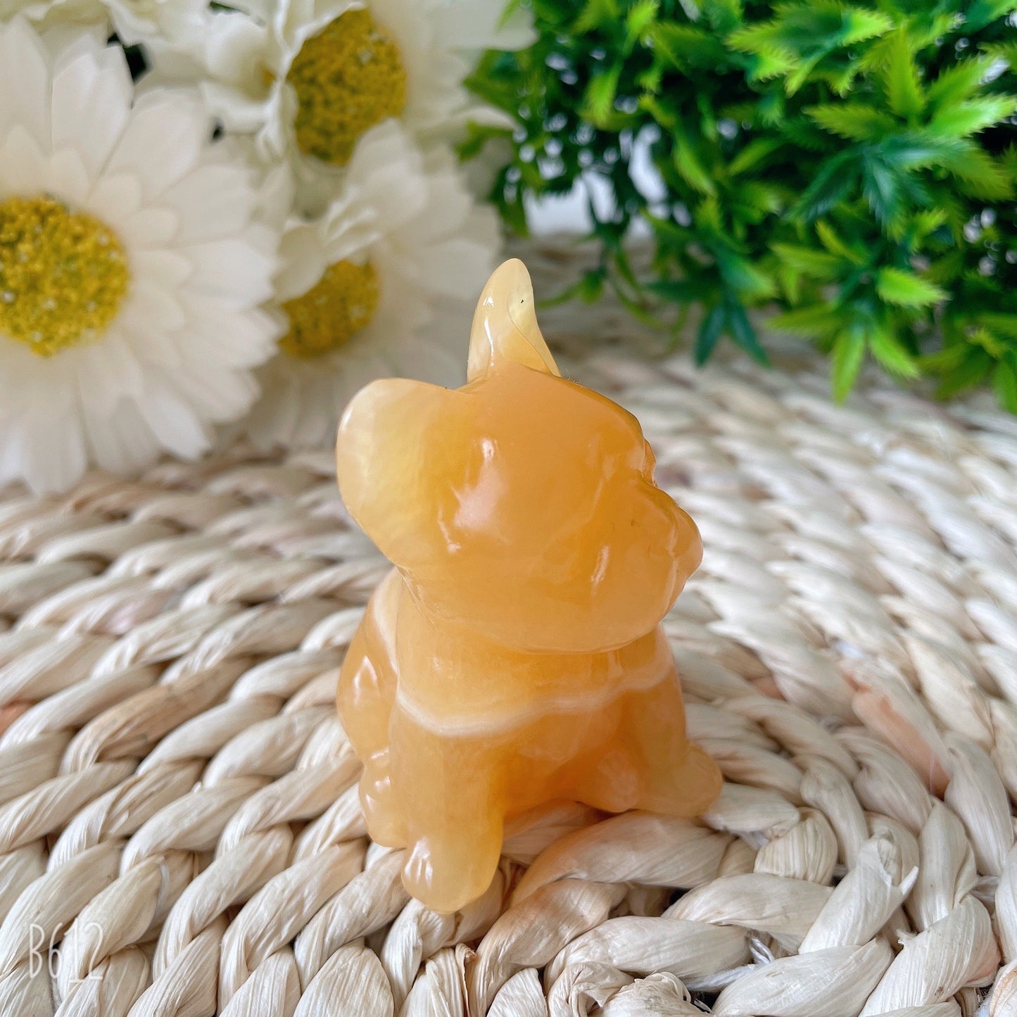 2.4" High Quality Yellow Calcite French Bulldog Carving Crystal Dog For Home Decor Wholesale Crystals USA