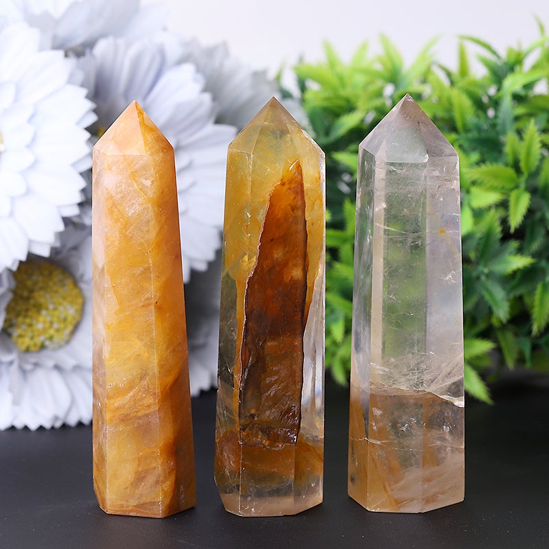 3.5" Set of 3 Golden Healer Crystal Points  Wholesale Crystals USA