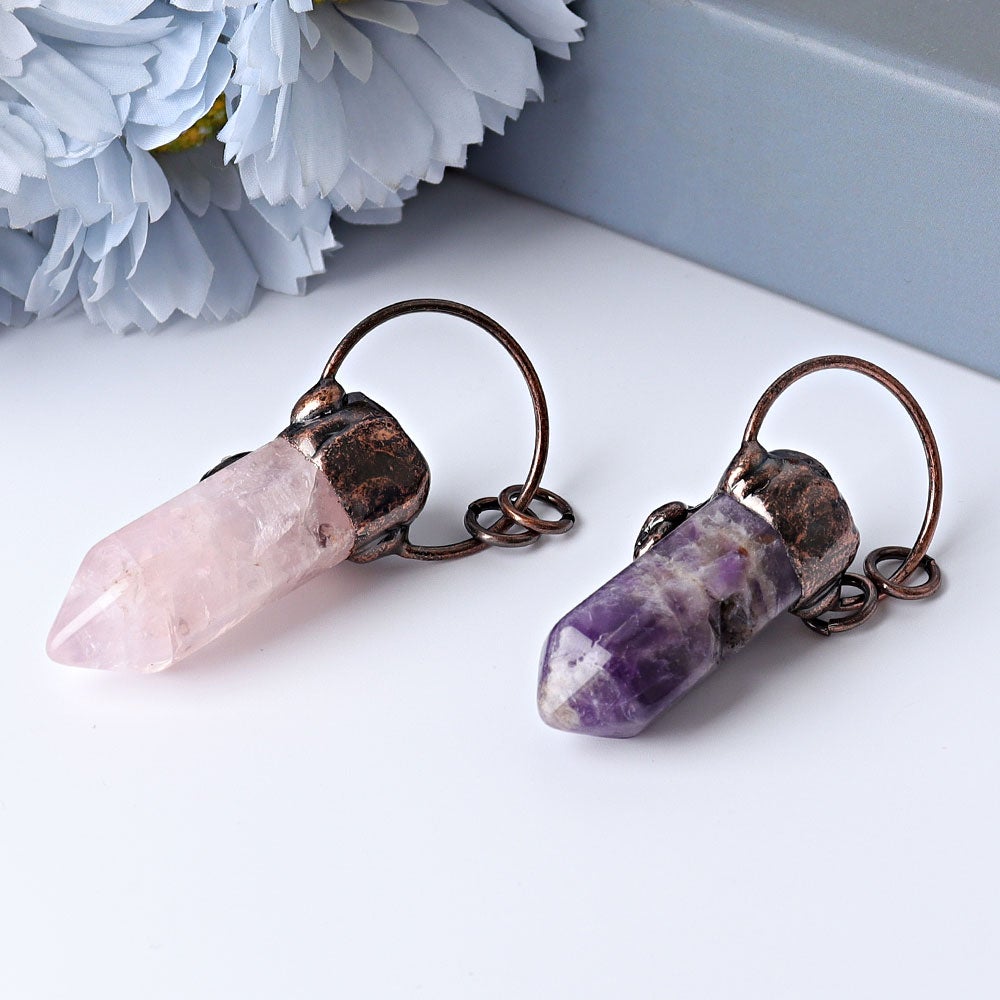 2.4" Amethyst Rose Quartz with Kyanite Pendant for DIY Wholesale Crystals USA