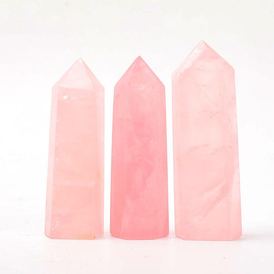 Set of 3 Rose Quartz Points Wholesale Crystals USA