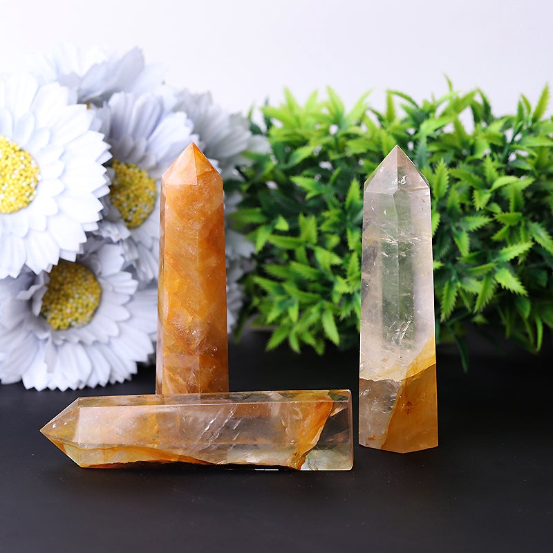 3.5" Set of 3 Golden Healer Crystal Points  Wholesale Crystals USA