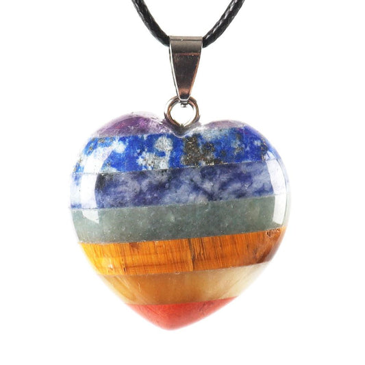 Seven Chakra Bounded Hearts Crystal Heart Pendant Wholesale Crystals USA