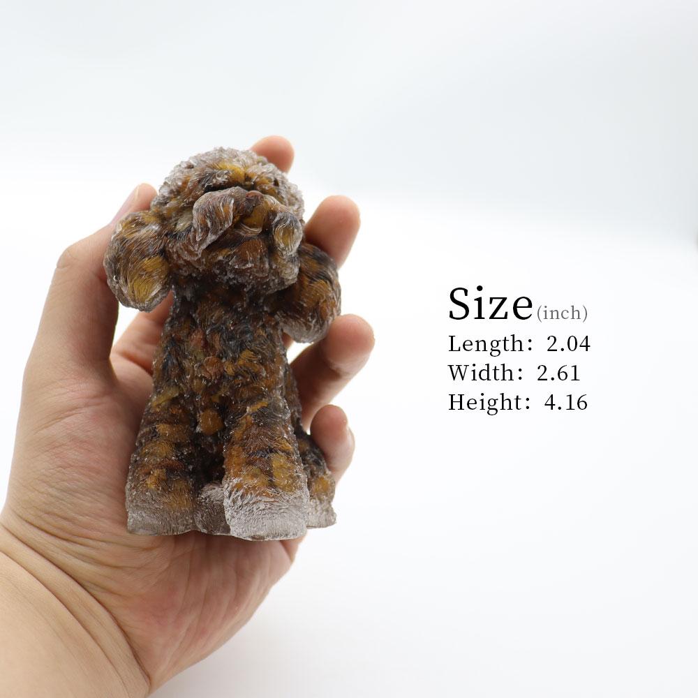 Resin Dog Figurines with Tiger Eye Gravel Toy Poodle for Kids Gifts