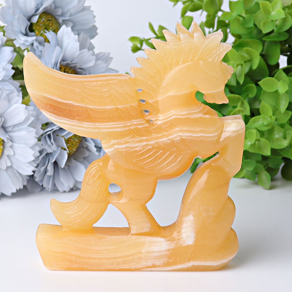 4.8" Yellow Calcite Unicorn Crystal Carvings Free Form Wholesale Crystals USA