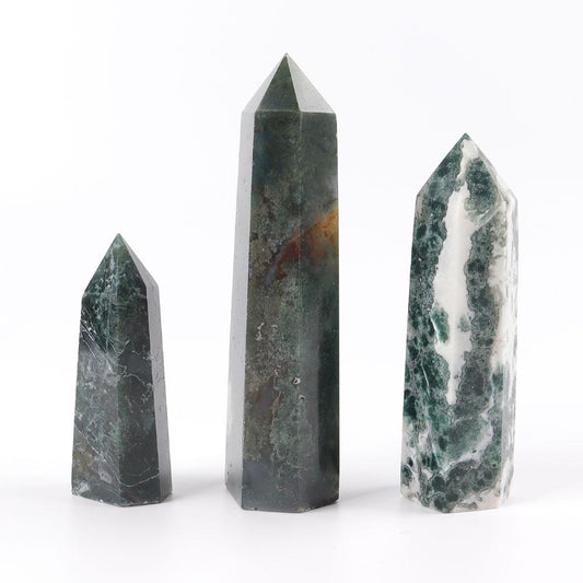 Set of 3 Moss Agate Towers Wholesale Crystals USA