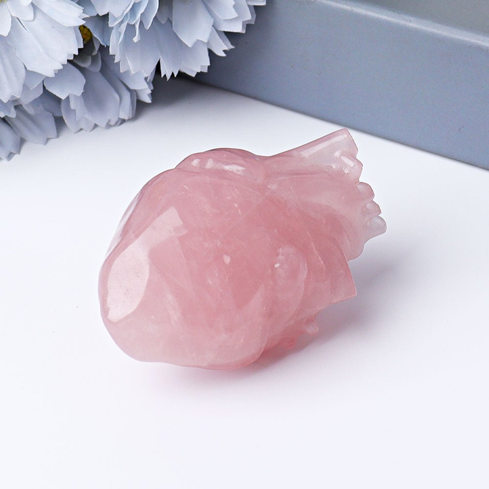 2.6" Rose Quartz Heart Crystal Carvings Wholesale Crystals USA