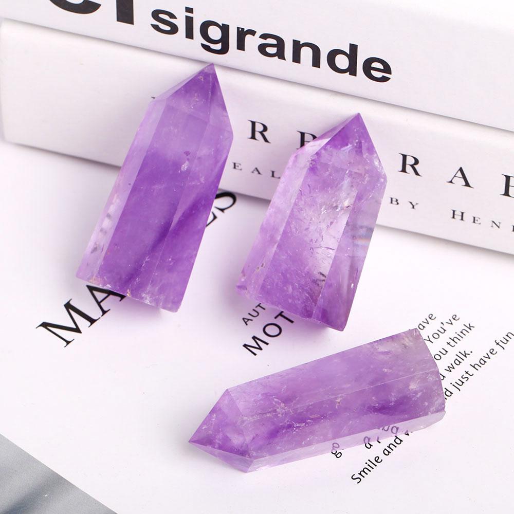 Set of 3 Amethyst Crystal Points Wholesale Crystals USA