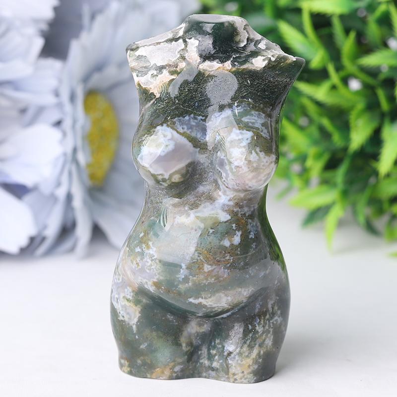 3" Moss Agate Pregnent Woman Body Crystal Carvings Wholesale Crystals USA