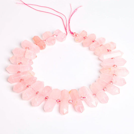 Rose Quartz Crystal Point Chain String for DIY Wholesale Crystals USA